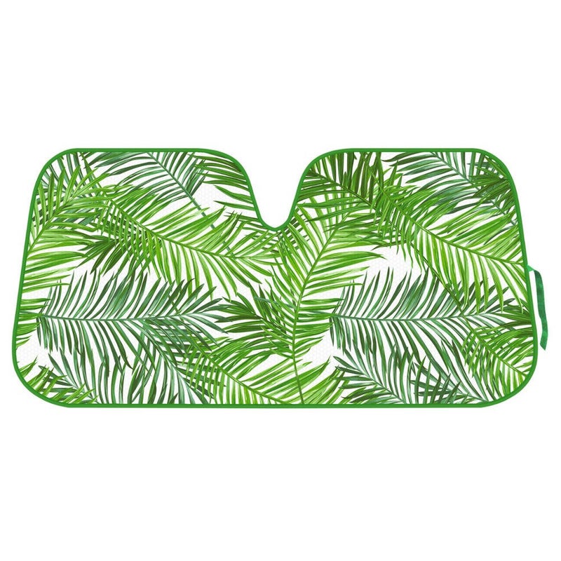 BDK Tropical Leaves Auto Windshield Sun Shade for Car SUV Truck - Balmy Fern - Double Bubble Foil Jumbo Folding Accordion - AS-768 - Image 1